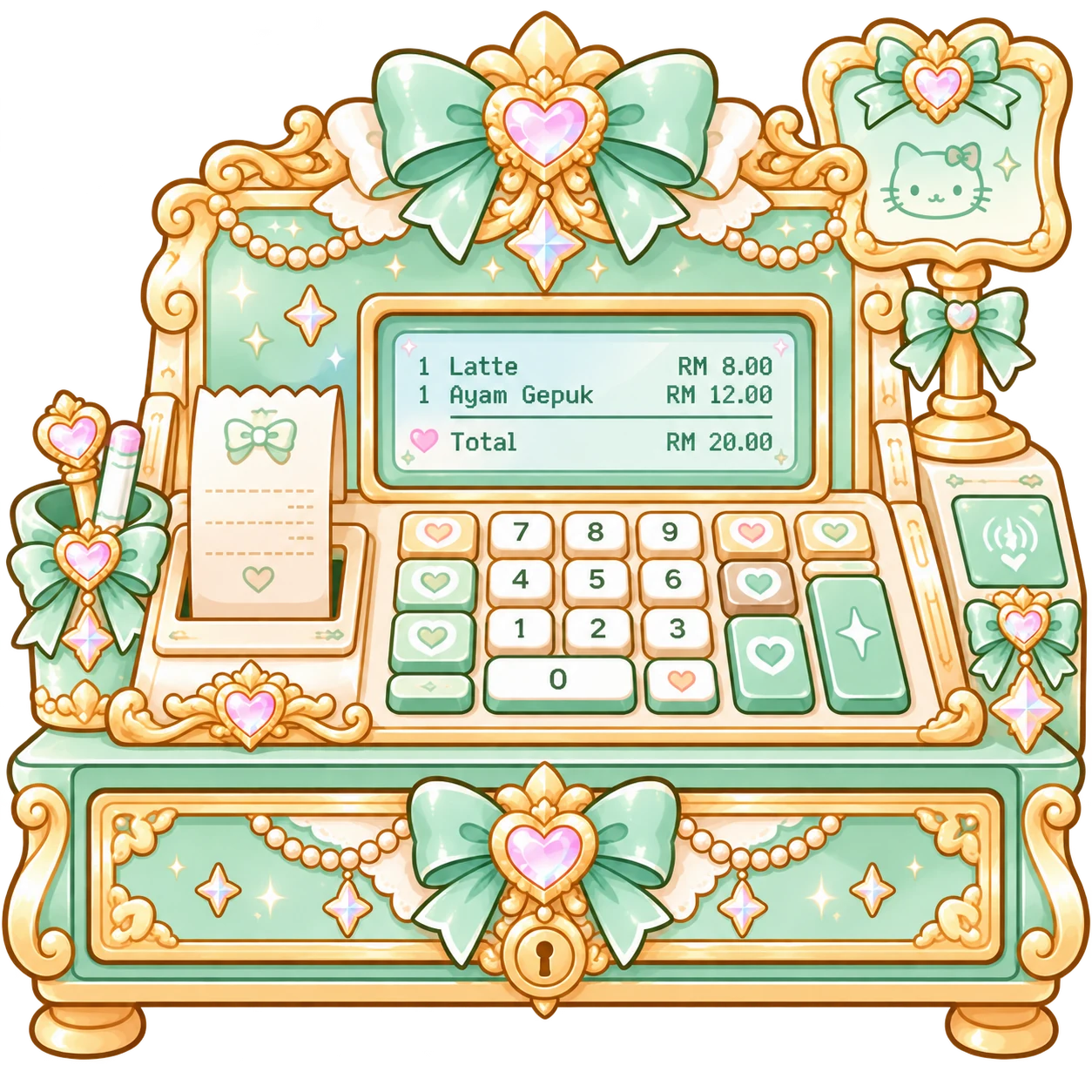 Cash register mint, laci tertutup